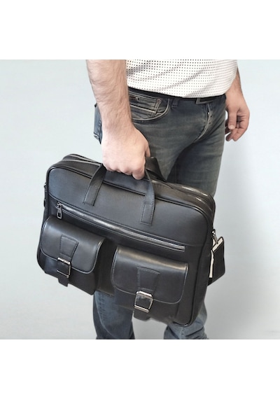 Lederax Hakiki Deri Evrak Portföy Laptop Çantası Ld479 Siyah