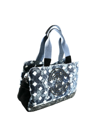 Biem Accessory Biem Lacivert-beyaz Damalı Denim Salaş-retro Taş Trok Döşemeli Çok Gözlü Çanta Çok Renkli