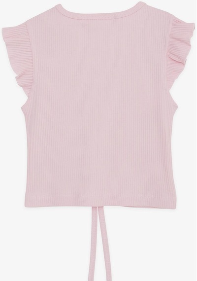 Breeze Kız Çocuk Crop Tişört Bağcıklı Fırfırlı 8-14 Yaş, Pembe-pembe Pembe