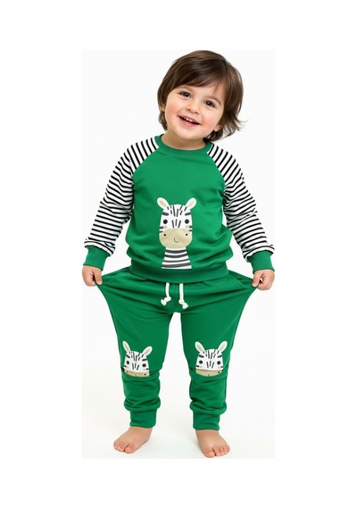Miababy Figür Baskılı 2 Li Takım Yeşil