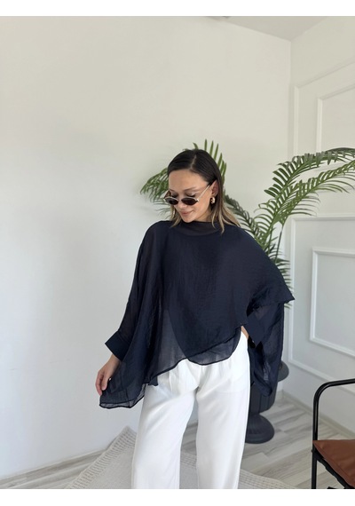 Keymoda Kadın Uçuşan Pelerin Bluz Koyu Lacivert Keymoda Kadın Uçuşan Pelerin Bluz Koyu Lacivert