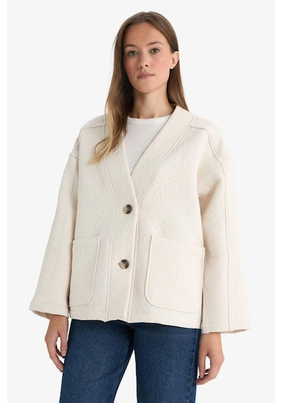 Defacto Regular Fit V Yaka Blazer Ceket G2521ax25auer37 Ekru-er37