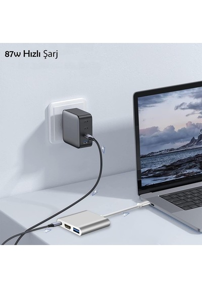 E2m Zr41 Type-c 3 Portlu Çoklayıcı Adaptör
