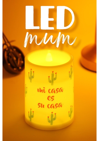 2li Led Mum Kaktüs Bardak Tipi Pilli Dumansız Alevli Dekoratif Yapay Mum Dekor Lambası Işıldak 10 Cm