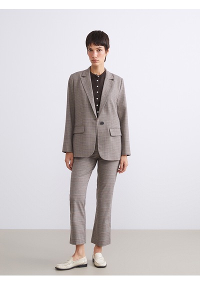 Lcw Vision Bej Ekose Kadın Blazer Ceket