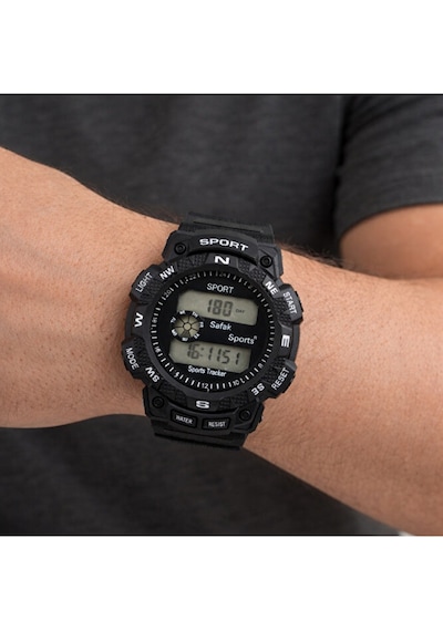 Erkek Su Geçirmez Spor Siyah Alarm Kronometre Şafak Sayar Outdoor Dayanıklı Asker Kol Saati Erkek Su Geçirmez Spor Siyah Alarm Kronometre Şafak Sayar Outdoor Dayanıklı Asker Kol Saati