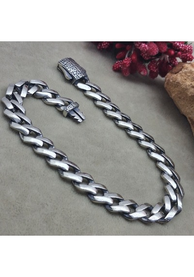 925 Ayar Gümüş Özel Kutu Kilitli Gurmet Model Erkek Bileklik 8.5 Mm