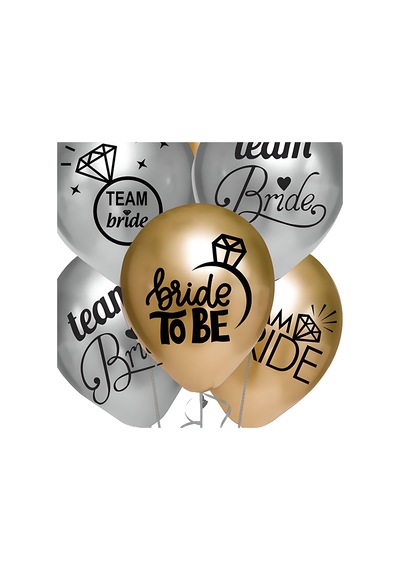 Team Bride Metalik Altın ve Gümüş Renkli Balon, 30cm x 8 Adet