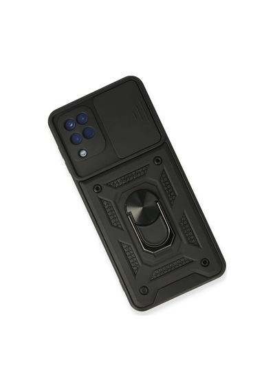 Newface - 752 - Samsung Galaxy A22 Kılıf Pars Lens Yüzüklü Silikon - Edntrend - - Siyah Sıyah