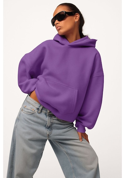 Ünisex Kapüşonlu Sweat Mor