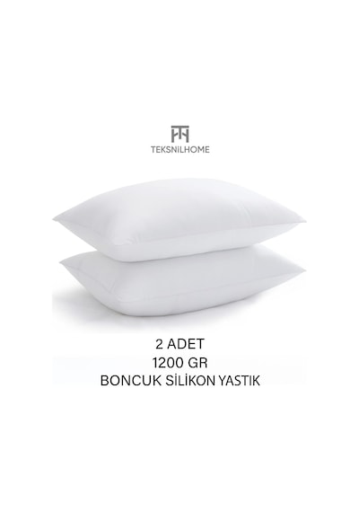 2 Adet Boncuk Silikon Yastık 1200 Gram Antialerjik 50x70 Cm Premıuım Yastık Beyaz