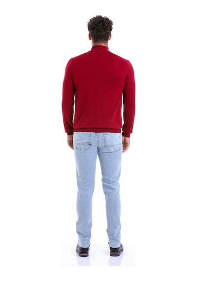 Hatemoğlu Erkek Bordo Regular Fit Düz 100% Pamuk Yarım Balıkçı Yaka Triko Kazak Bordo