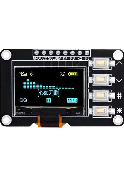 0.96" 128x64 4 Butonlu Oled Ekran I2c Ssd1315 Sarı Mavi Arduino Uyumlu Grafik Lcd