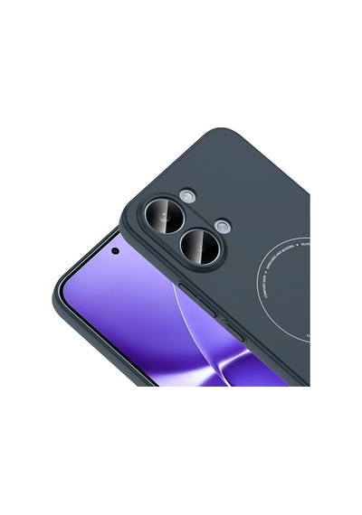 Poco X8 Pro Max Kılıf M-safe Şarj Özellikli Kamera Korumalı Zore Elio Sert Pc Kapak - Lacivert