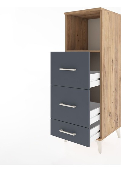 Hyperion Dolap Tek Raflı 3 Çekmeceli 44x44x134 Çam-antrasit Atlas Çam