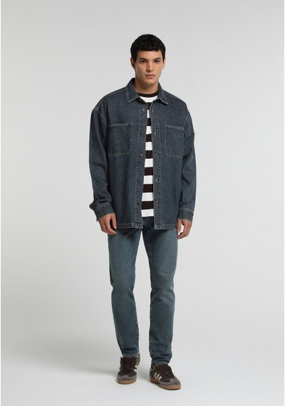 Colin's Colins Oversize Fit Erkek Mid İndigo Denim Shacket Cl1082683 Q1.v1 Dn45150