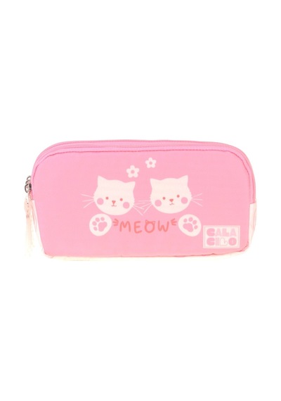 Calacilo Kız Çocuk İlkokul Kalem Çantası - Kedi Baskılı Pembe Renk Cat - C4040 Pembe - Beyaz