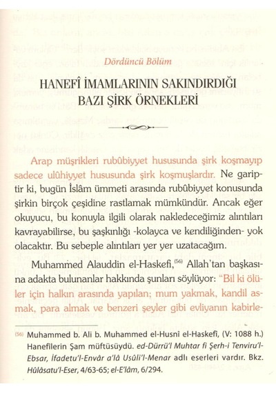 Hanefi Ulemasına Göre Şirk Ve Sebepleri Muhammed B. Abdurrahman