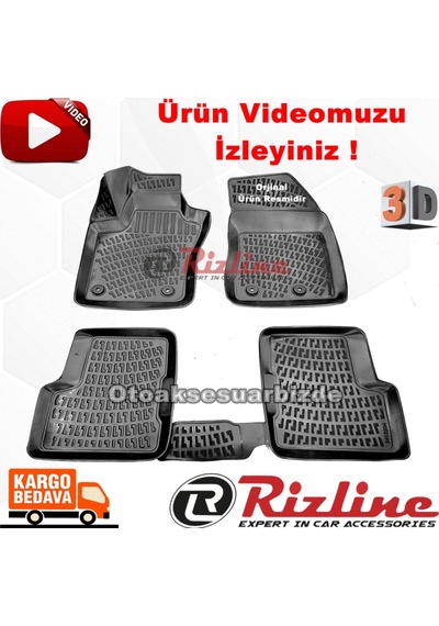 Fiat 500X 3D Paspas Havuzlu Siyah 2015-2020 Arası 4 Prç. Rizline N11.25245