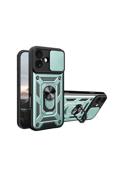Apple iPhone  Uyumlu,  17 Pars Lens Yüzüklü Silikon - Yeşil