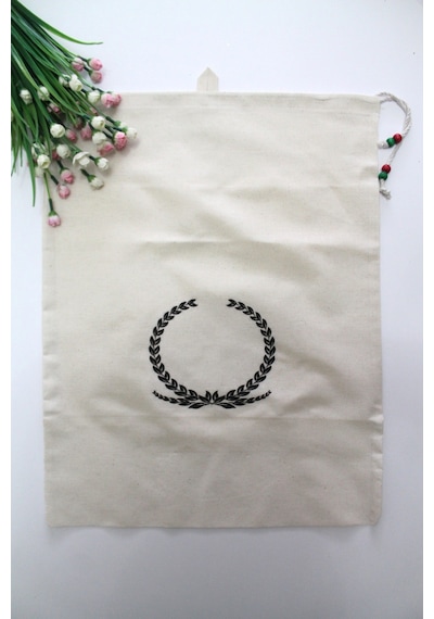 Büyük Boy Başak Baskılı Askılı Bakliyat & Ekmek Torbası 50x40cm