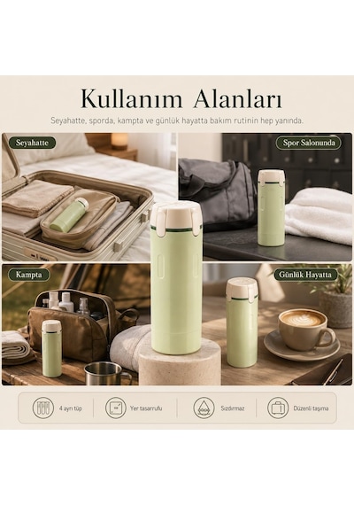 Unikit Seyahat Kiti - Makyaj Serum Diş Macunu Şampuan El Kremi Seyahat Kutusu - Uçak İçin Uygun Sıvı Tüpü Ve Spor
