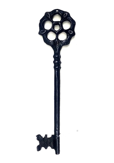 Vintage Çiçekli Dekoratif Anahtar 220x56 Mm Büyük Boy Açık Gri