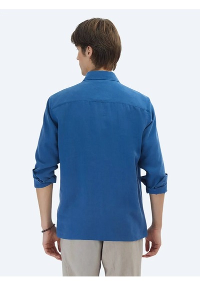 Kip İndigo Regular Fit Dokuma Overshırt İndigo