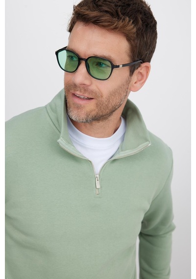 Tudors Unisex Relax Fit Rahat Kesim Pamuklu İçi Polarlı Yarım Fermuarlı Yeşil Dik Yaka Sweatshirt-35167 Yeşil Tudors Unisex Relax Fit Rahat Kesim Pamuklu İçi Polarlı Yarım Fermuarlı Yeşil Dik Yaka Sweatshirt-35167 Yeşil