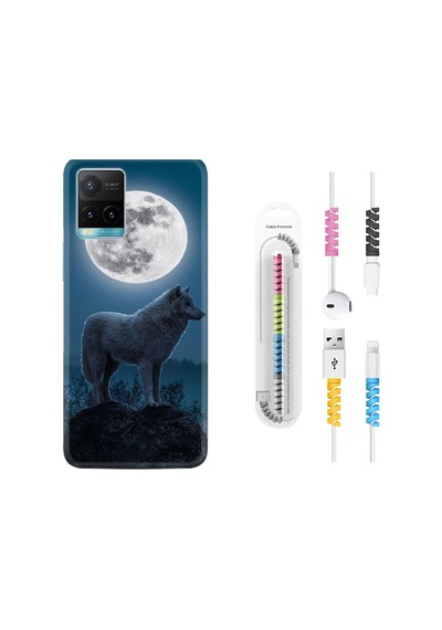 Vivo Y32 Kılıf Kablo Koruyuculu Wolf Moon 1857
