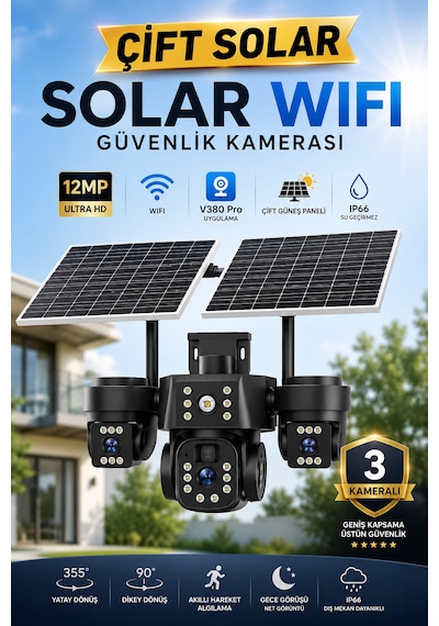 Mpıa Maro Çift Solar Wifi 12mp 3 Lensi Akıllı Güvenlik Kamerası