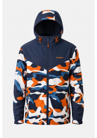 Bad Bear Uphill Lacivert Kamuflaj Desenli Kapüşonlu Erkek Rüzgarlık