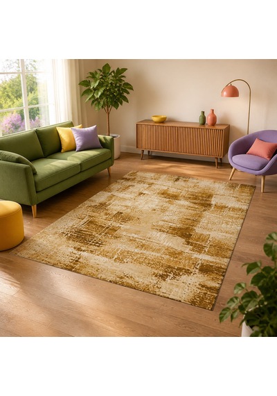 Kartela Halı Lora Halı Kaymaz Taban Makinede Yıkanabilir Halı Hardal Sarısı - 60 X 90 Cm