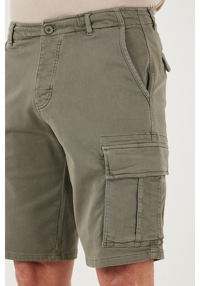 Buratti Streç Pamuklu Regular Fit Normal Bel Kargo Cepli Erkek Şort 4510S79Milan Açık Haki