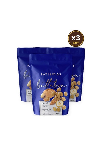 Muz Aromalı Karamelli Beyaz Çikolatalı Bisküvi Draje 120g X 3 Adet