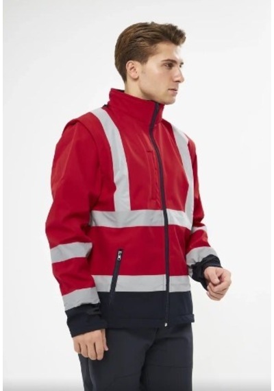 Orange Safety Softshell Mont Reflektörlü Kolları Çıkmalı Kırmızı