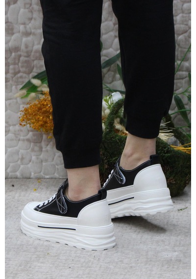 Fort Guja 24y314-8 News Fashion Gizli Dolgu Topuk Sneaker Kadın Ayakkabı Siyah