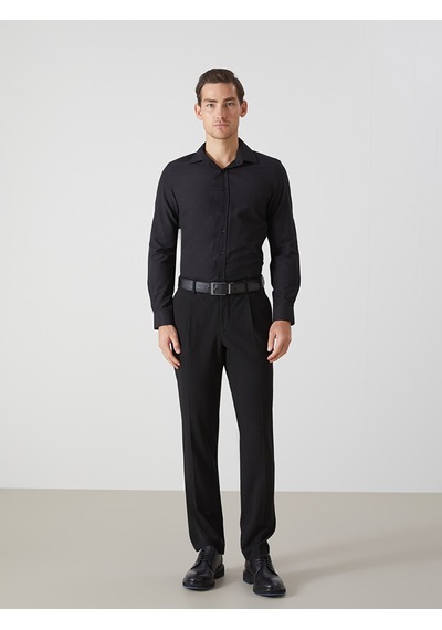Lcw Busıness Siyah Slim Fit Uzun Kollu Poplin Erkek Gömlek