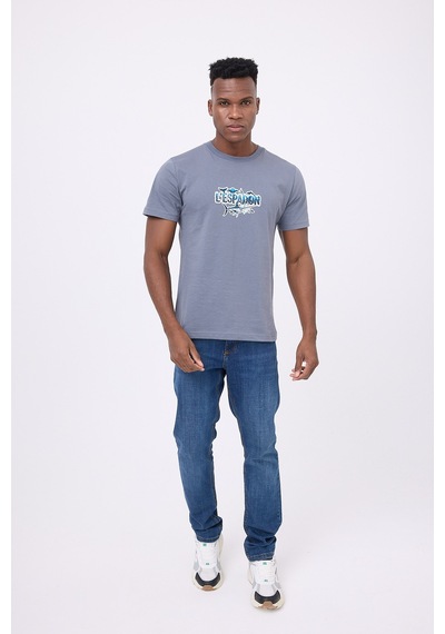 Marıne Tee Deniz Temalı Ribana Bisiklet Yaka Pamuk T-shirt-3137 Mavi