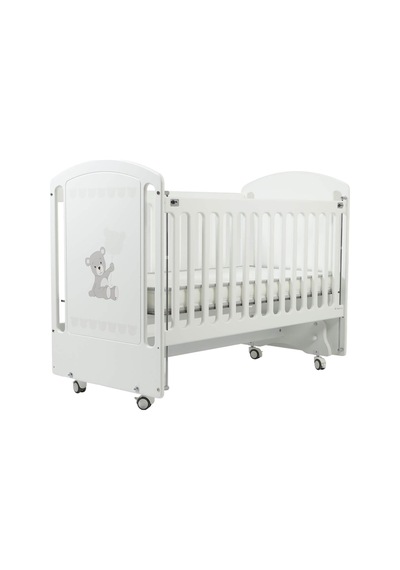 Meltem Kids Sweet Bear Anne Yanı Ahşap Sallanır Beşik 60x120 Cm Beyaz-bear Beyaz
