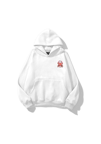 Tarzsokak Unisex California Lobster Sweatshirt Beyaz