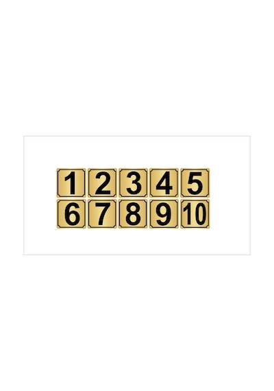 Metal Kapı,masa,dolap Numarası 3,5cmx3,5cm 10 Adet (1…10) Altın Renk Metal