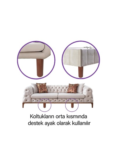 Ayarlı Destek Ayağı 13 X 19 Cm Kahverengi Gizli Ayak Mobilya Kanepe Baza Koltuk Dolap Tv Ünitesi