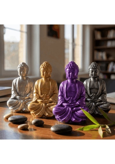 Spiritüel Buda Dekor Objesi Dikey 12x7cm 1 Ad Gümüş