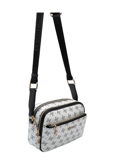 Silver & Polo Silver Polo Beyaz - Siyah Monogram Kadın Çapraz Çanta Sp1162