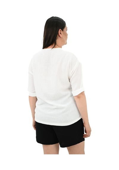 Kadın Büyük Beden Yüz Baskılı T-shirt 1788-25 001