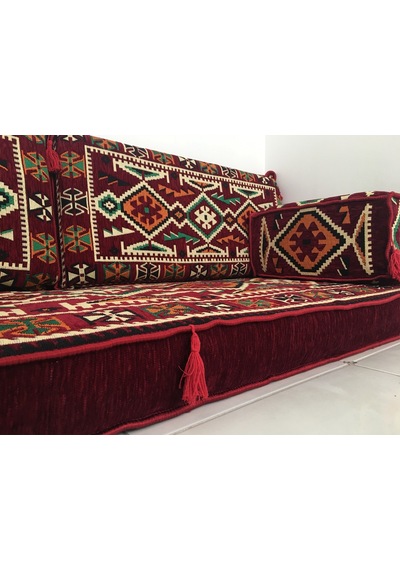 Turkıshrug Kıngdom 5 Parça Bordo Şark Köşesi Takımı - 28 Dansite Çökme Yapmayan 10 Cm Blok Süngerli Set