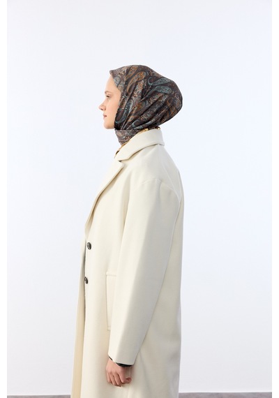 Mirsoy Scarf Lavin Desen Eşarp Koyu Kahve