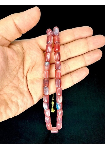 Pembe Katalin Tesbih Kapsül Kesim 7mmx11mm T-756