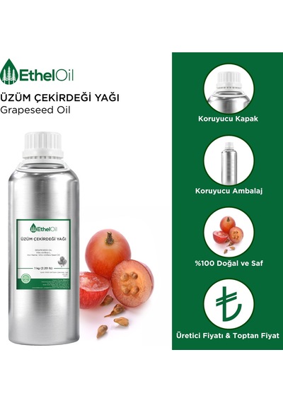 Etheloil Üzüm Çekirdeği Sabit Yağı 1 KG